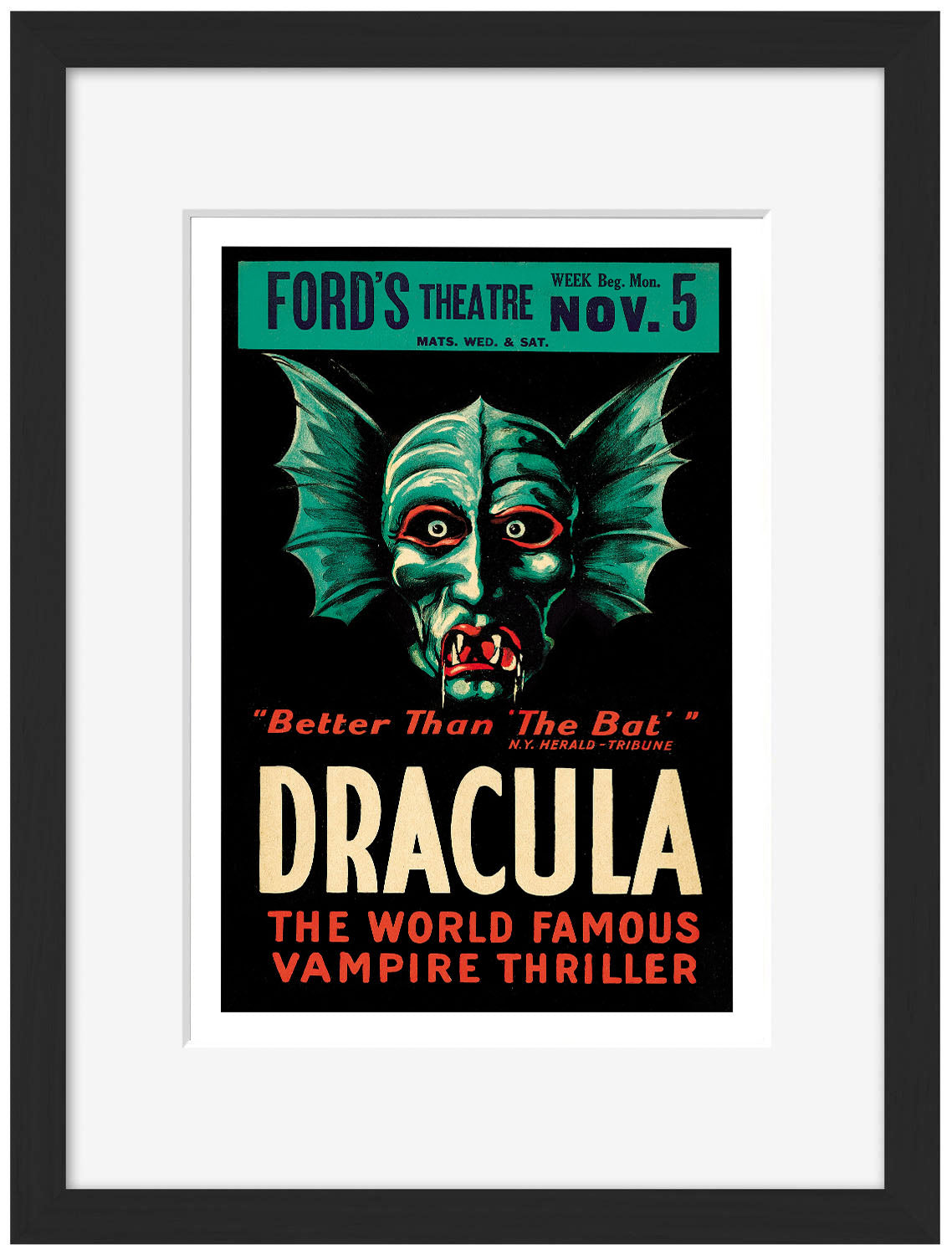 Dracula Ford Theatre-movies, print-Framed Print-30 x 40 cm-BLUE SHAKER