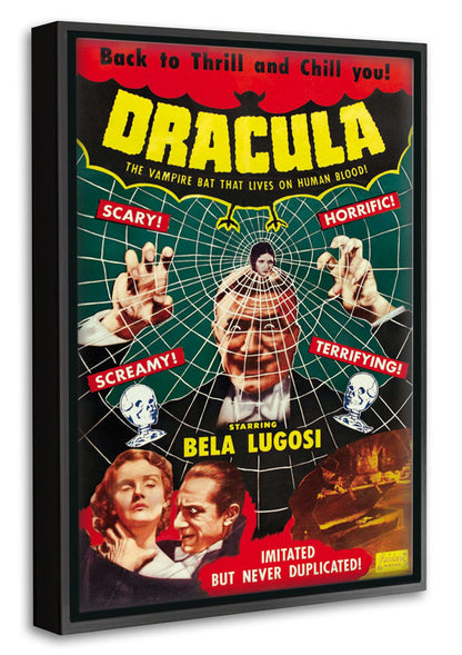 Dracula-movies, print-Canvas Print with Box Frame-40 x 60 cm-BLUE SHAKER