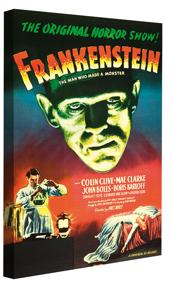 Frankenstein-movies, print-Canvas Print - 20 mm Frame-50 x 75 cm-BLUE SHAKER