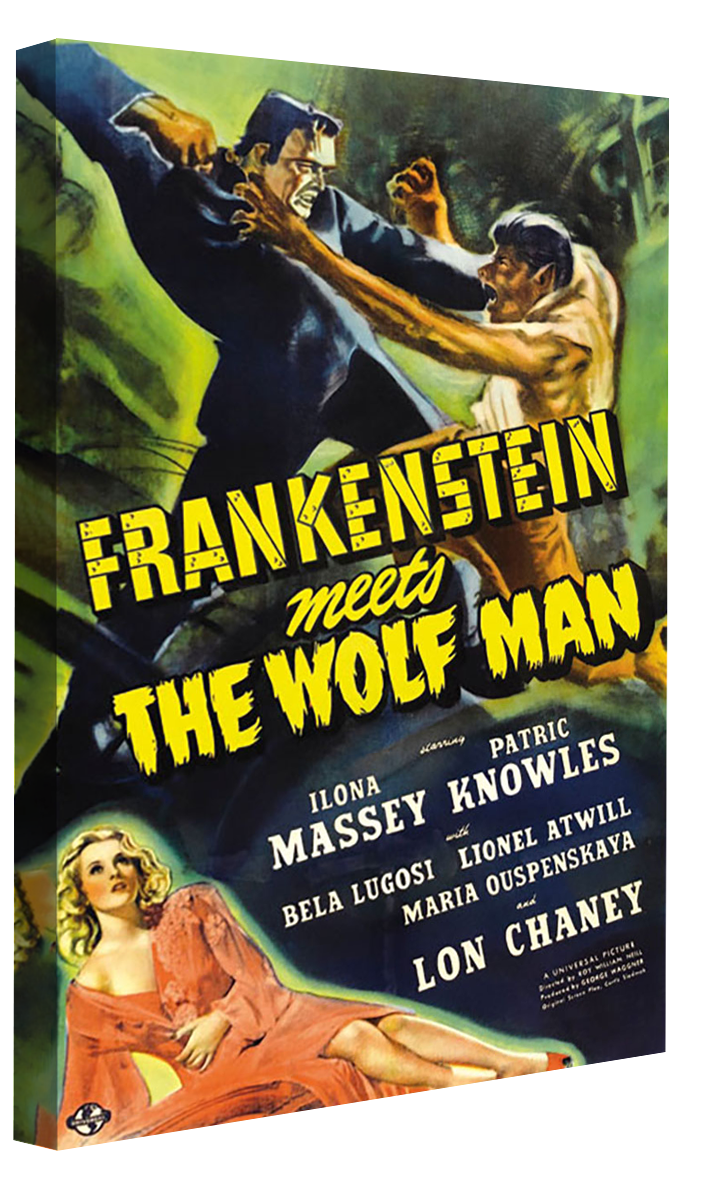 Frankenstein meets the Wolf Man-movies, print-Canvas Print - 20 mm Frame-50 x 75 cm-BLUE SHAKER