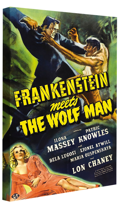 Frankenstein meets the Wolf Man-movies, print-Canvas Print - 20 mm Frame-50 x 75 cm-BLUE SHAKER