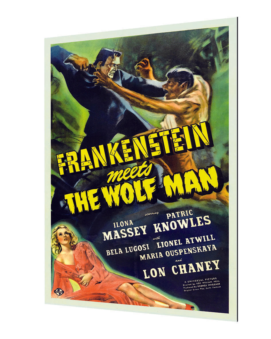 Frankenstein meets the Wolf Man-movies, print-Alu Dibond 3mm-40 x 60 cm-BLUE SHAKER
