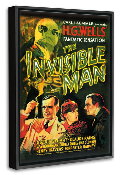 Invisible Man-movies, print-Canvas Print with Box Frame-40 x 60 cm-BLUE SHAKER