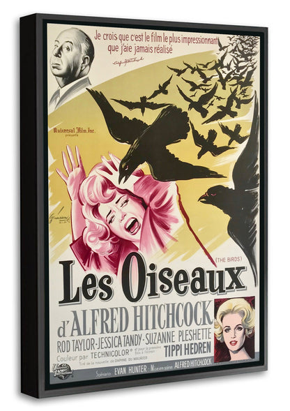 Les Oiseaux-movies, print-Canvas Print with Box Frame-40 x 60 cm-BLUE SHAKER