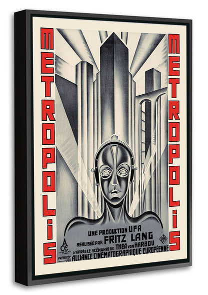 Metropolis Red Grey-movies, print-Canvas Print with Box Frame-40 x 60 cm-BLUE SHAKER
