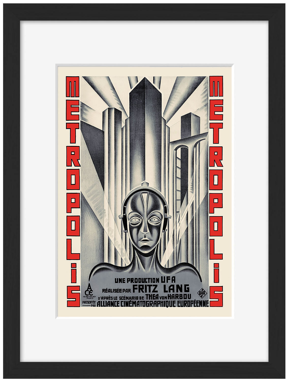 Metropolis Red Grey-movies, print-Framed Print-30 x 40 cm-BLUE SHAKER