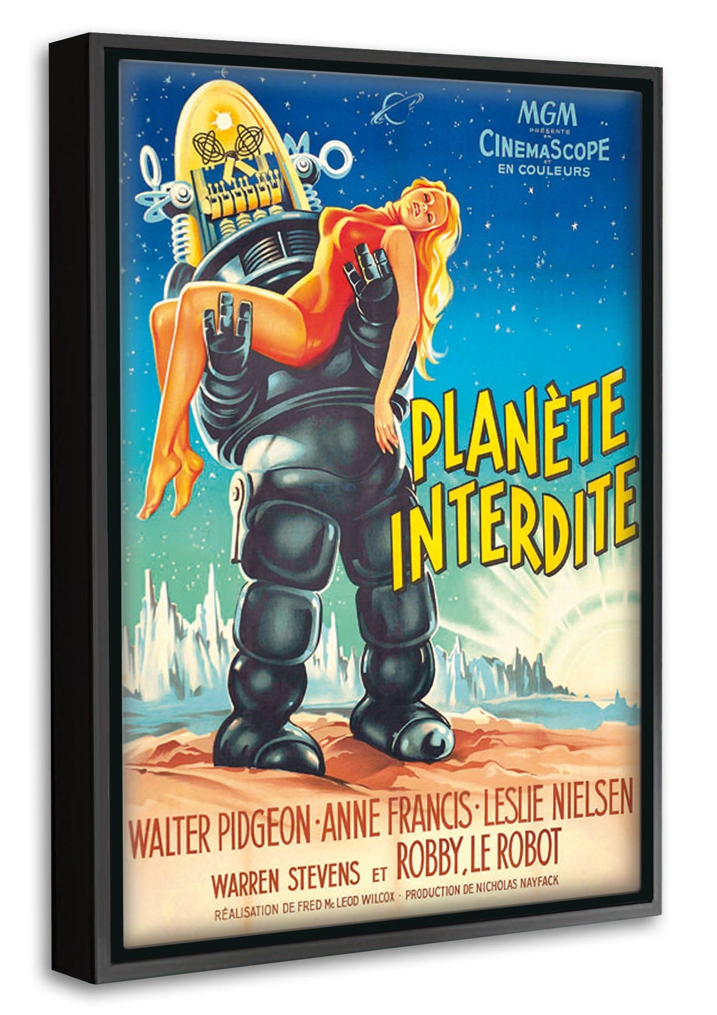 Planète Interdite-movies, print-Canvas Print with Box Frame-40 x 60 cm-BLUE SHAKER