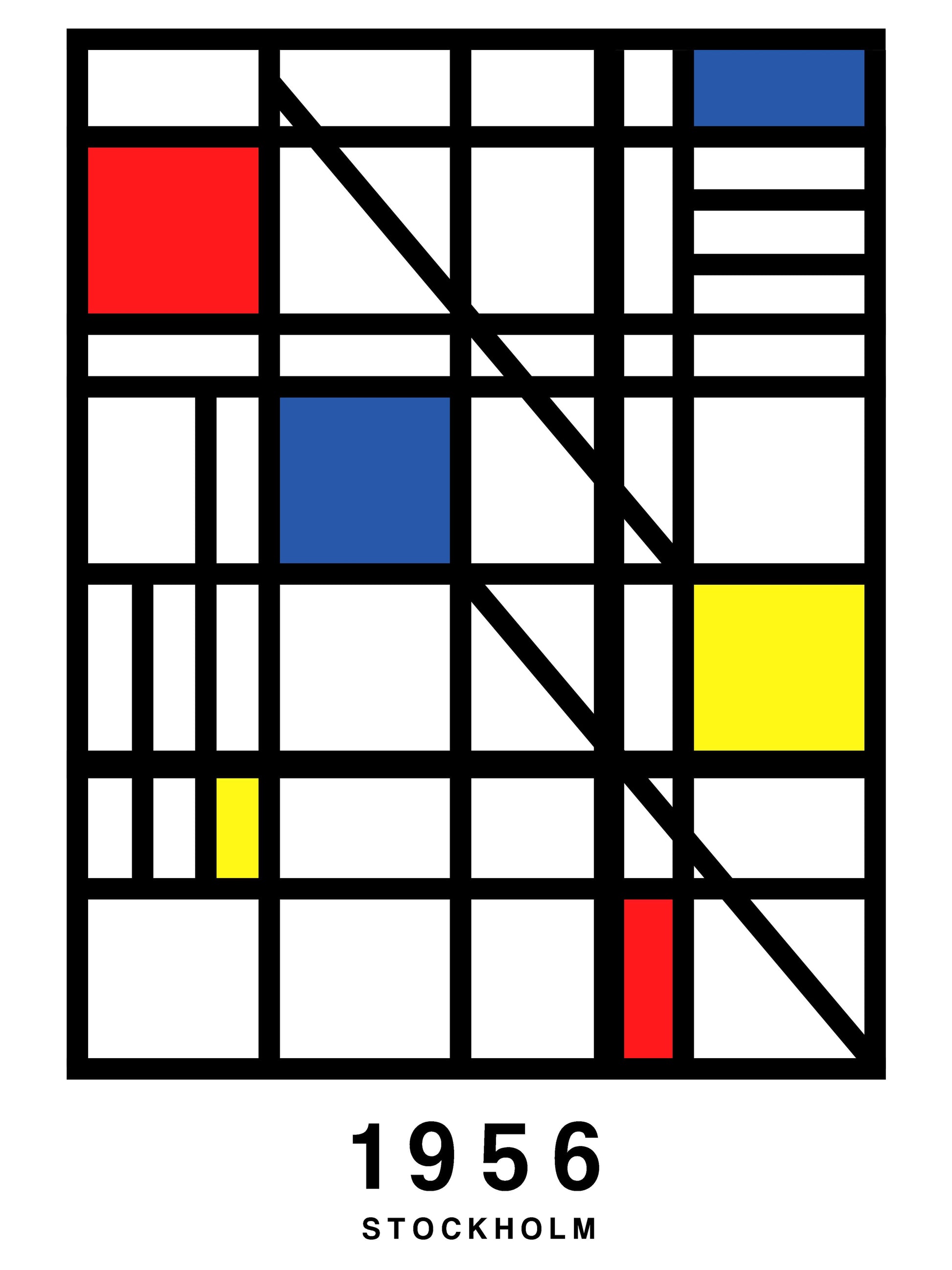 Map Grid-frances-collett, print-Print-30 x 40 cm-BLUE SHAKER