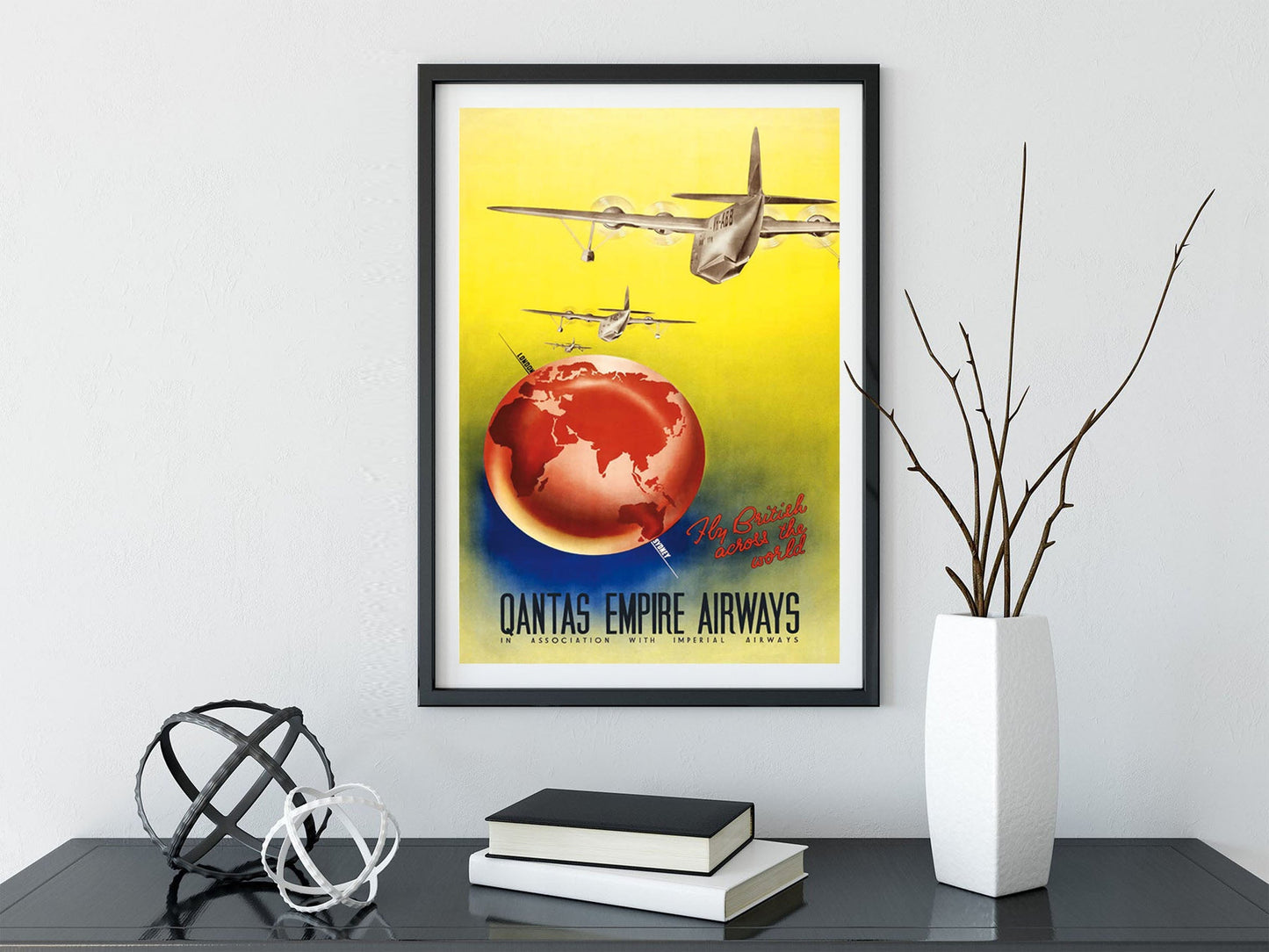 Qantas Empire Airways-airlines, print-BLUE SHAKER