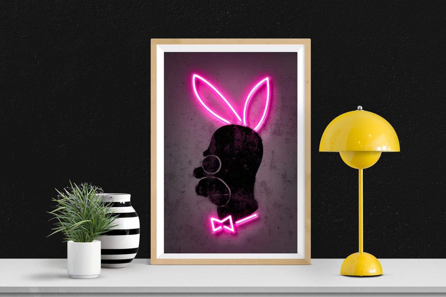 Bunny-neon-art, print-BLUE SHAKER