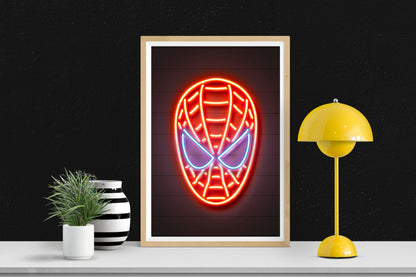 Spiderman-neon-art, print-BLUE SHAKER