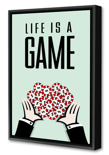 Life is a game-monopoly, print-Canvas Print with Box Frame-40 x 60 cm-BLUE SHAKER