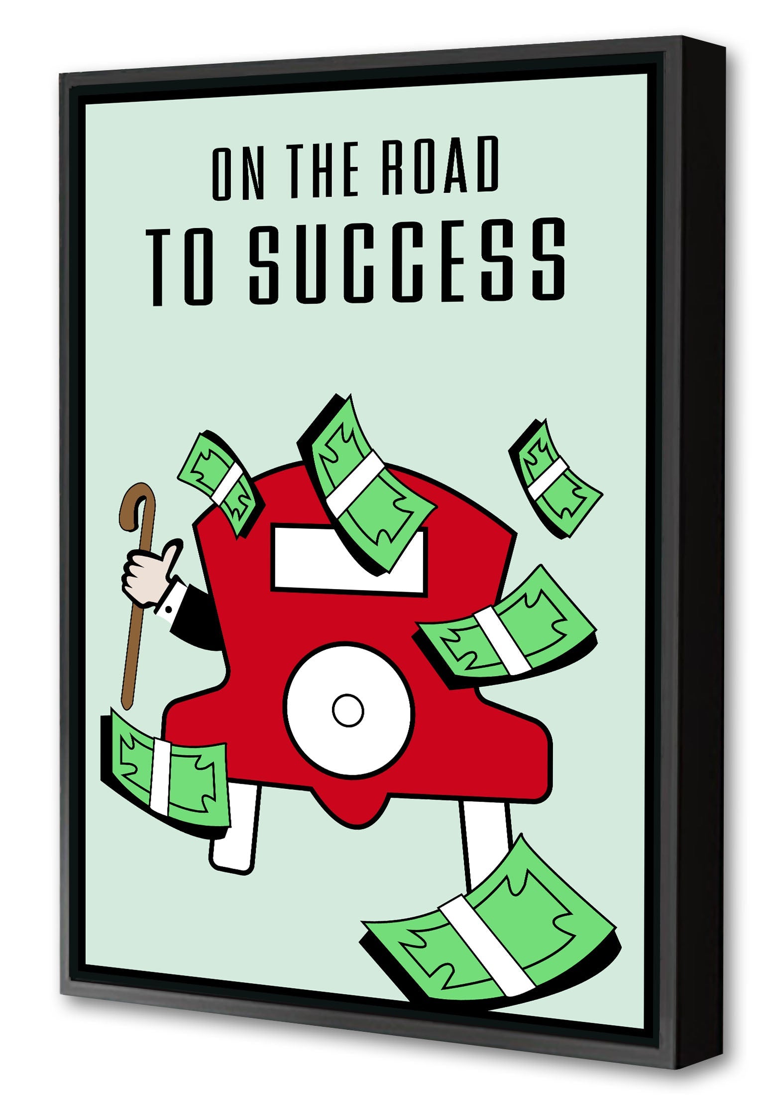 on the road to success-monopoly, print-Canvas Print with Box Frame-40 x 60 cm-BLUE SHAKER