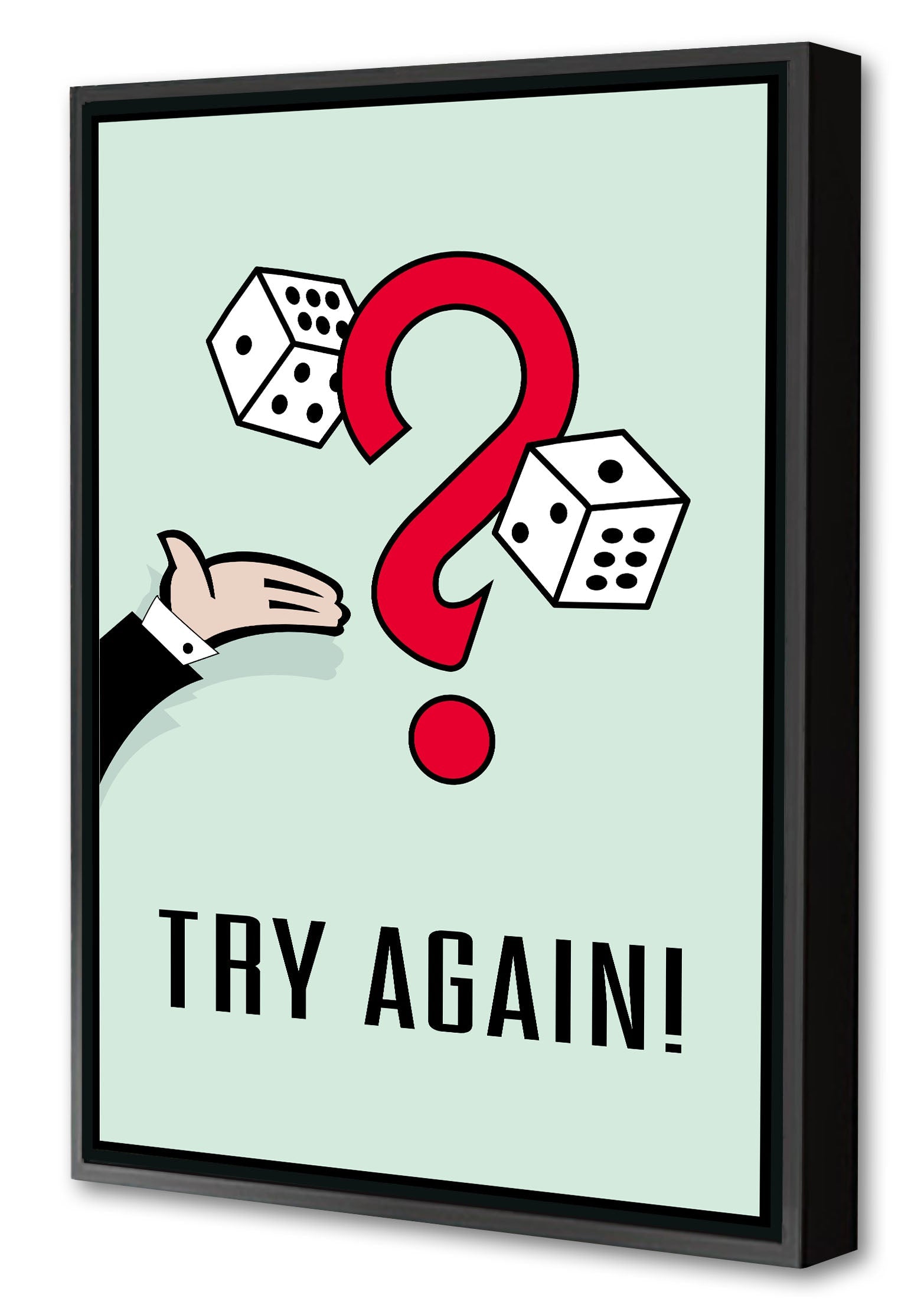 Try Again-monopoly, print-Canvas Print with Box Frame-40 x 60 cm-BLUE SHAKER