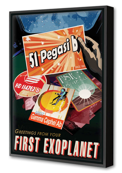 First Exoplanet-nasa, print-Canvas Print with Box Frame-40 x 60 cm-BLUE SHAKER