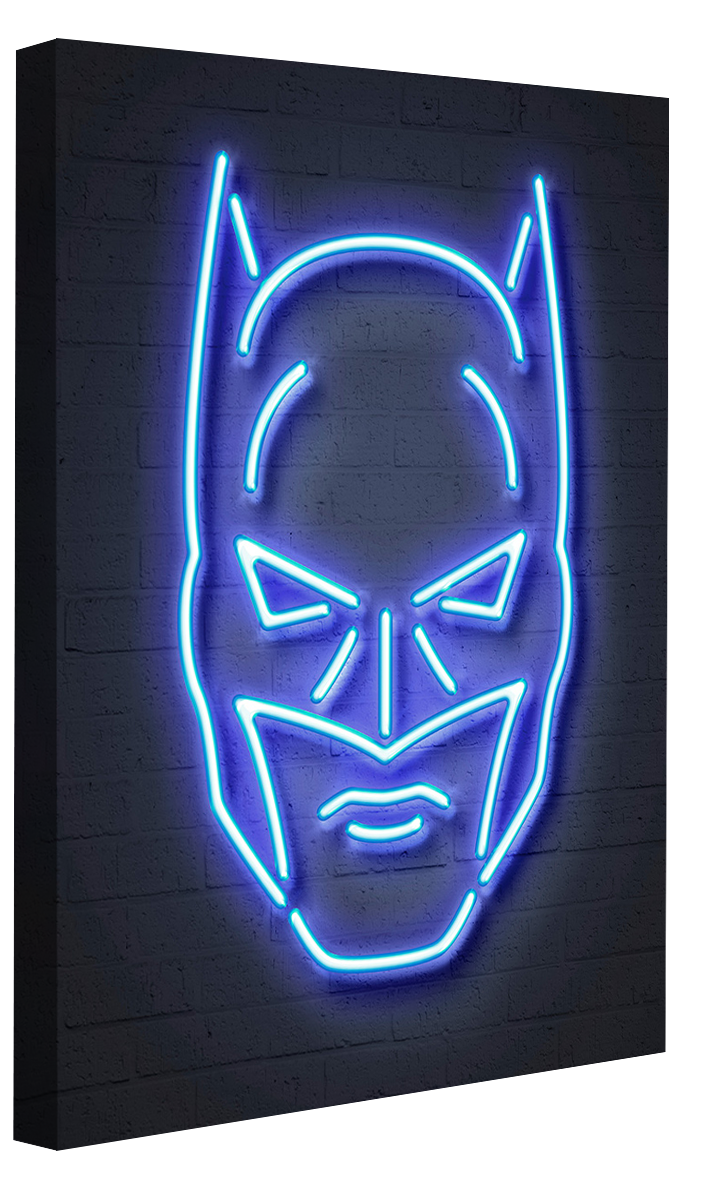 Batman-neon-art, print-Canvas Print - 20 mm Frame-50 x 75 cm-BLUE SHAKER