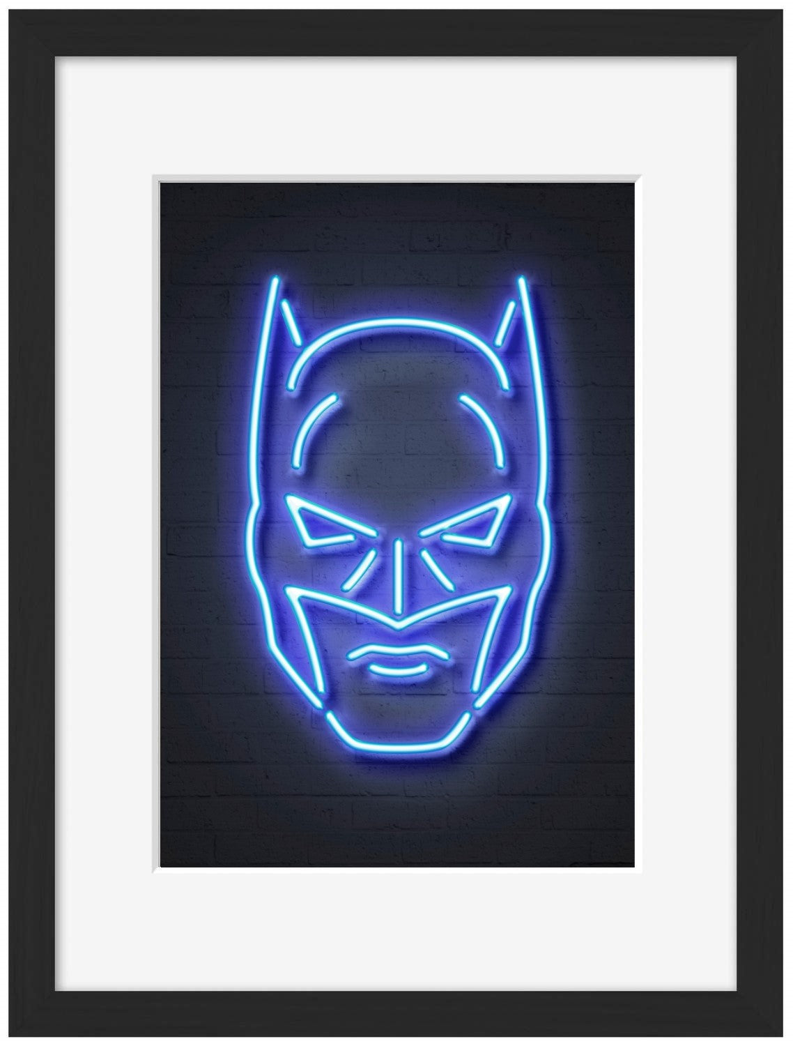 Batman-neon-art, print-Framed Print-30 x 40 cm-BLUE SHAKER