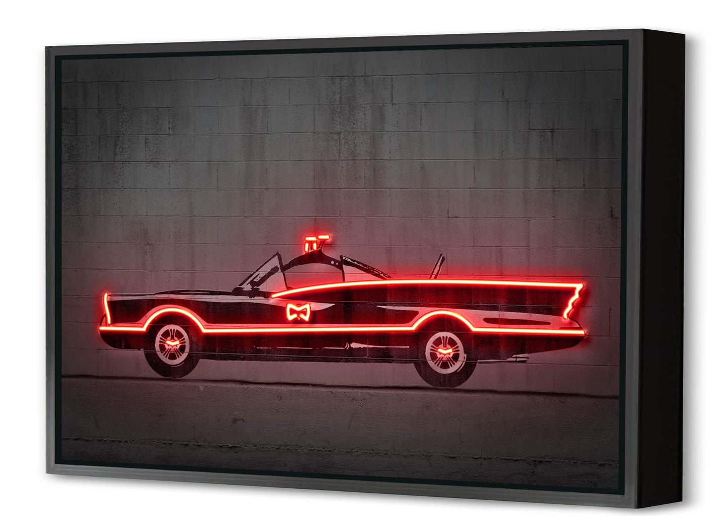 Batmobile 66-neon-art, print-Canvas Print with Box Frame-40 x 60 cm-BLUE SHAKER