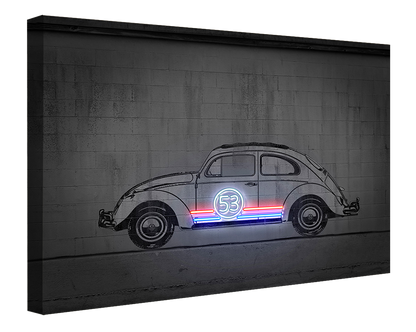 Beetle-neon-art, print-Canvas Print - 20 mm Frame-50 x 75 cm-BLUE SHAKER