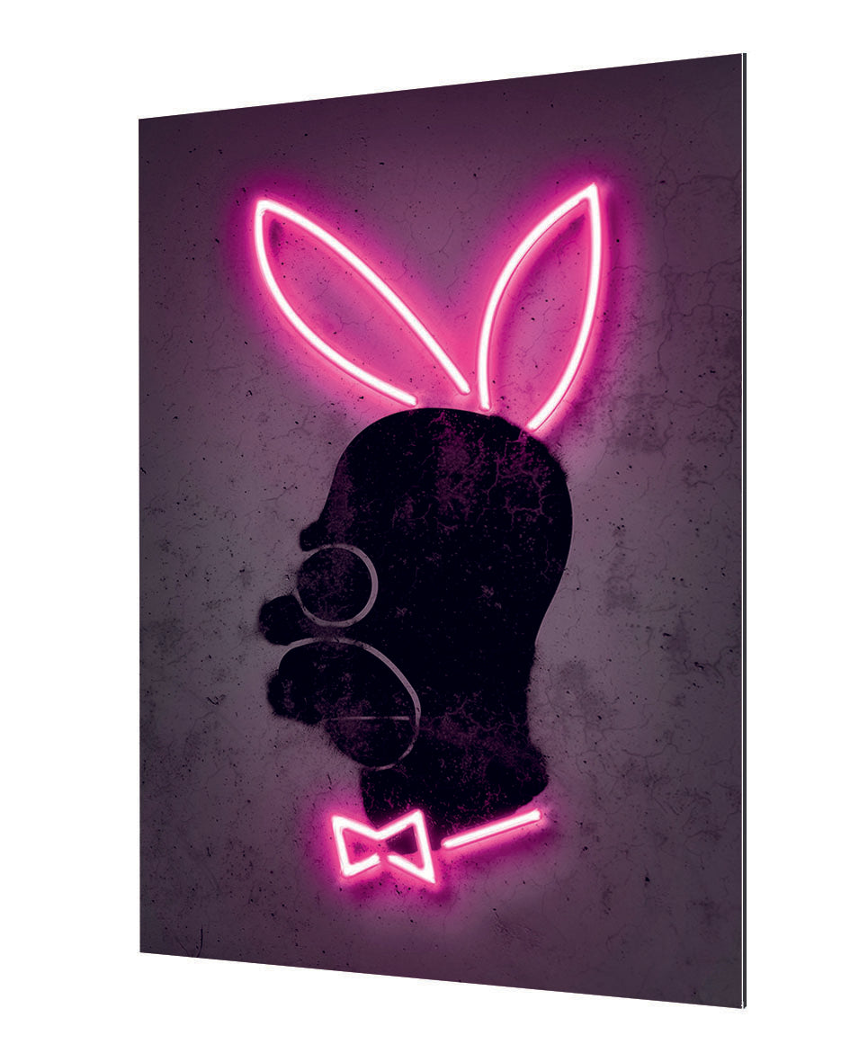Bunny-neon-art, print-Alu Dibond 3mm-40 x 60 cm-BLUE SHAKER