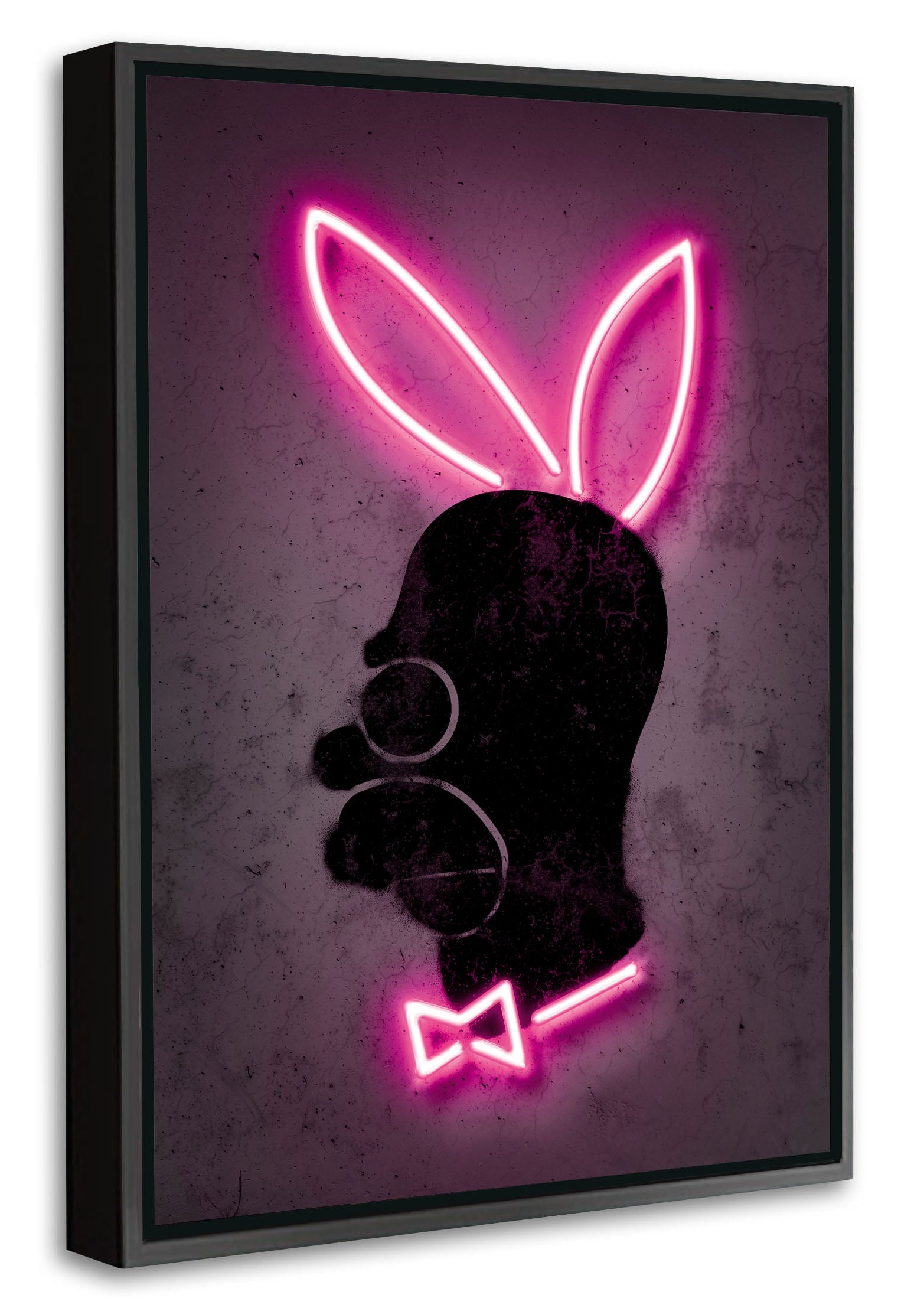 Bunny-neon-art, print-Canvas Print with Box Frame-40 x 60 cm-BLUE SHAKER