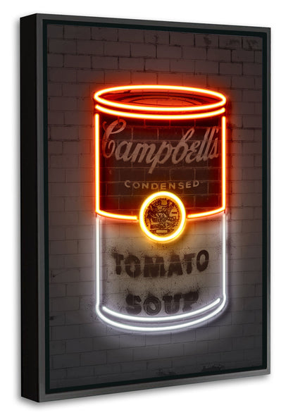Campbells-alt, neon-art, print-Canvas Print with Box Frame-40 x 60 cm-BLUE SHAKER
