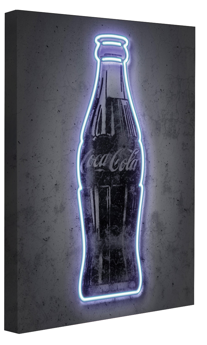 Coke-alt, neon-art, print-Canvas Print - 20 mm Frame-50 x 75 cm-BLUE SHAKER