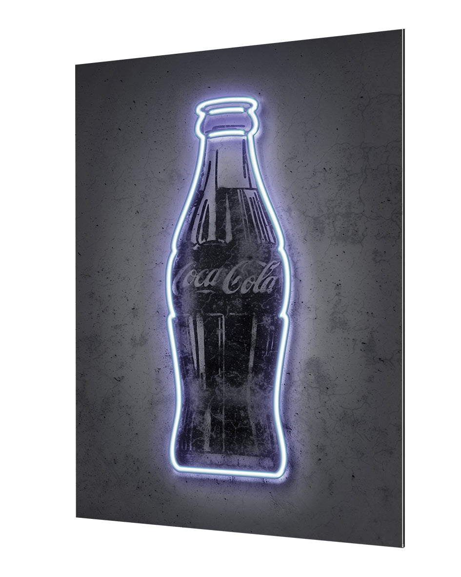 Coke-alt, neon-art, print-Alu Dibond 3mm-40 x 60 cm-BLUE SHAKER