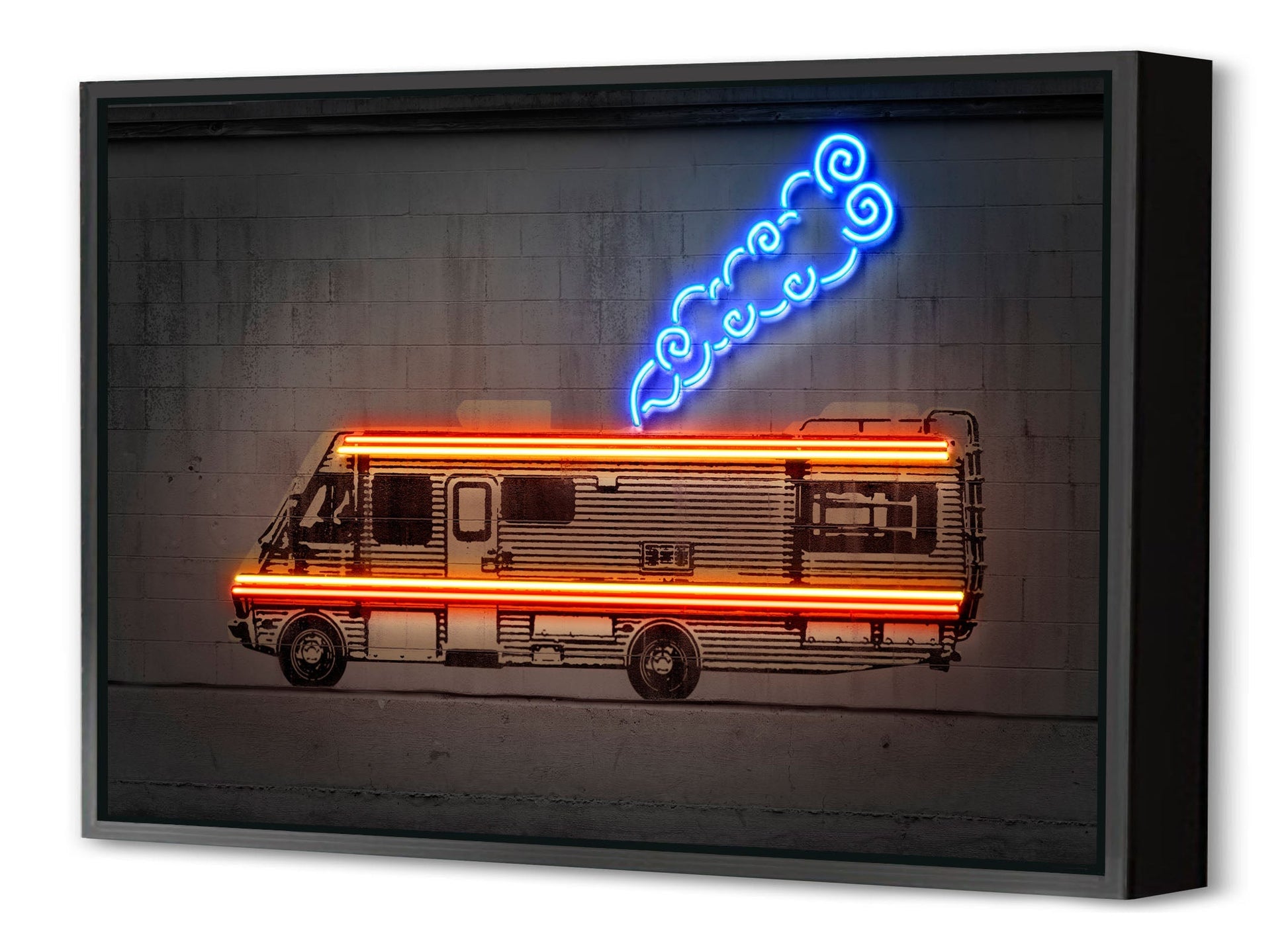 Cooking Car-neon-art, print-Canvas Print with Box Frame-40 x 60 cm-BLUE SHAKER