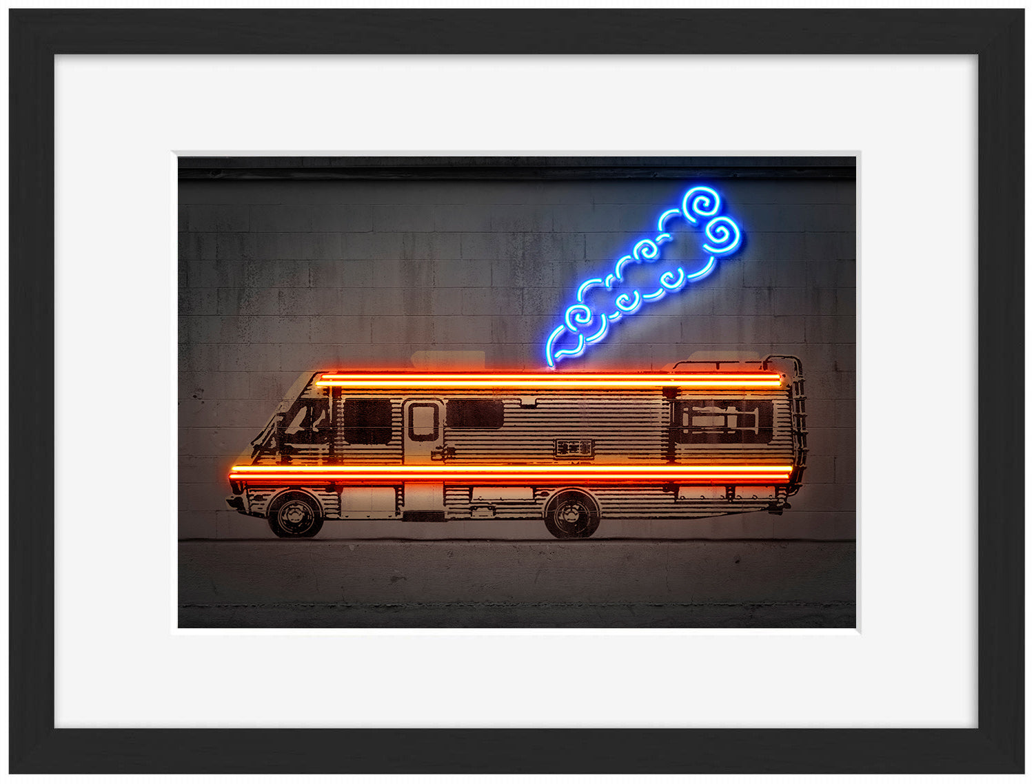 Cooking Car-neon-art, print-Framed Print-30 x 40 cm-BLUE SHAKER