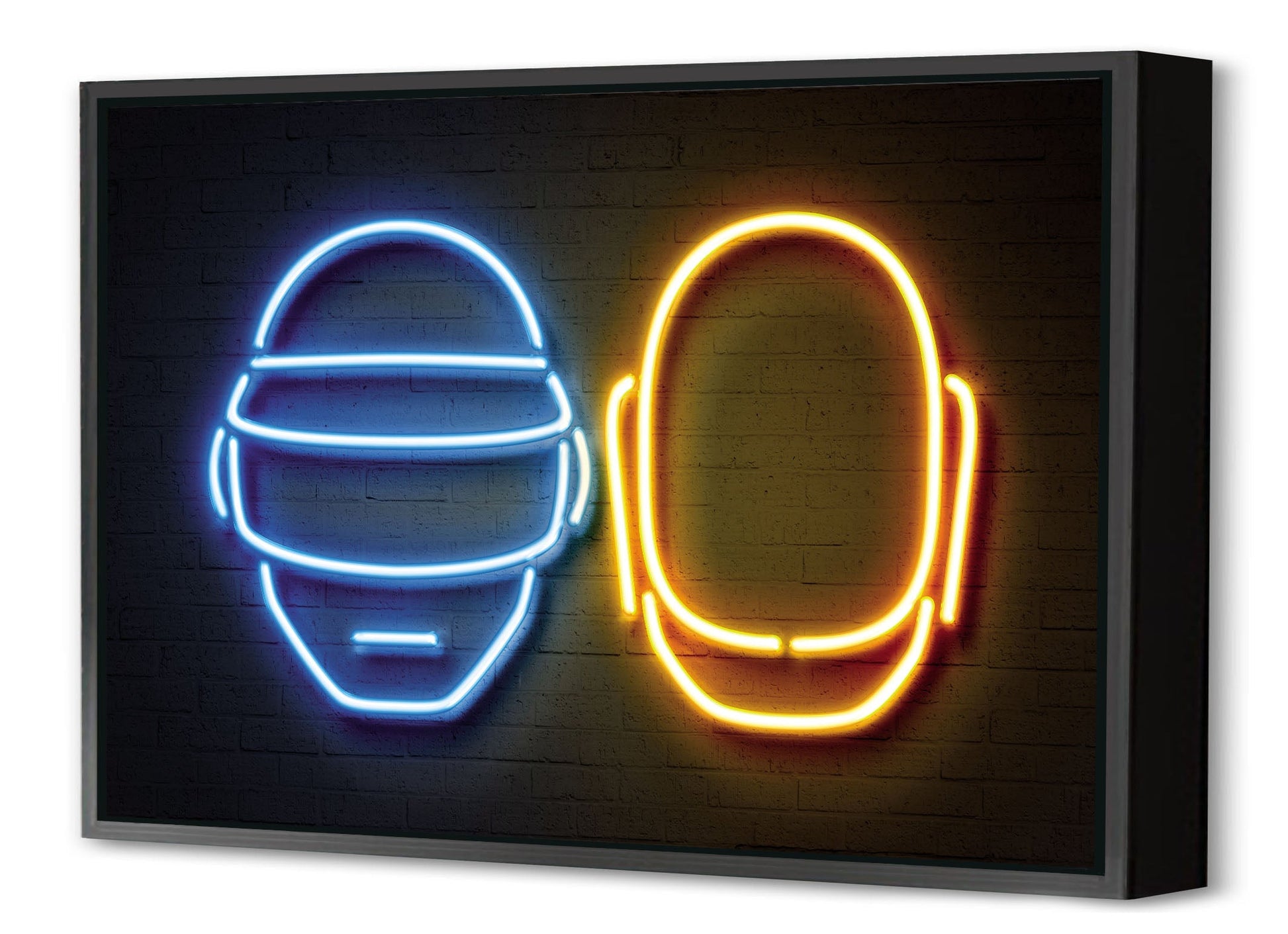 Daft Punk-alt, neon-art, print-Canvas Print with Box Frame-40 x 60 cm-BLUE SHAKER