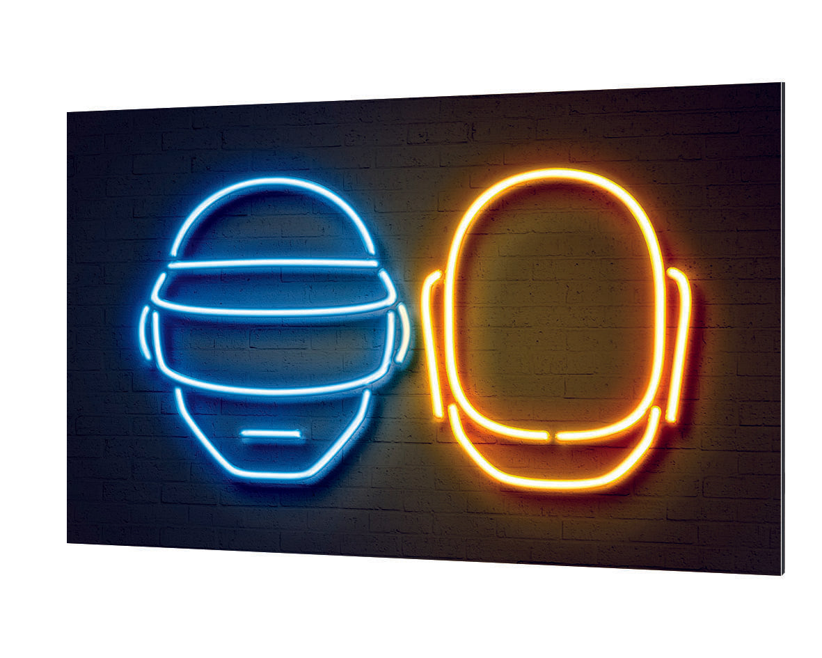 Daft Punk-alt, neon-art, print-Alu Dibond 3mm-40 x 60 cm-BLUE SHAKER