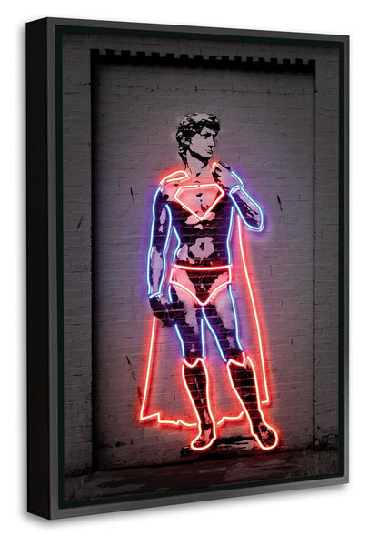 David-alt, neon-art, print-Canvas Print with Box Frame-40 x 60 cm-BLUE SHAKER