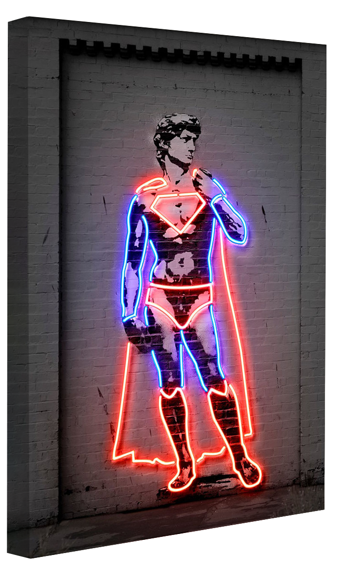 David-alt, neon-art, print-Canvas Print - 20 mm Frame-50 x 75 cm-BLUE SHAKER