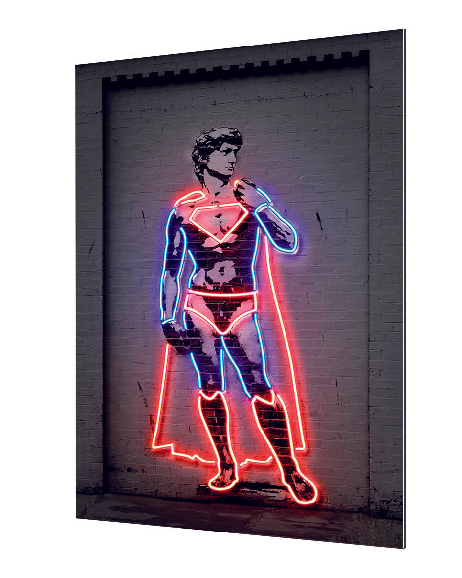 David-alt, neon-art, print-Alu Dibond 3mm-40 x 60 cm-BLUE SHAKER