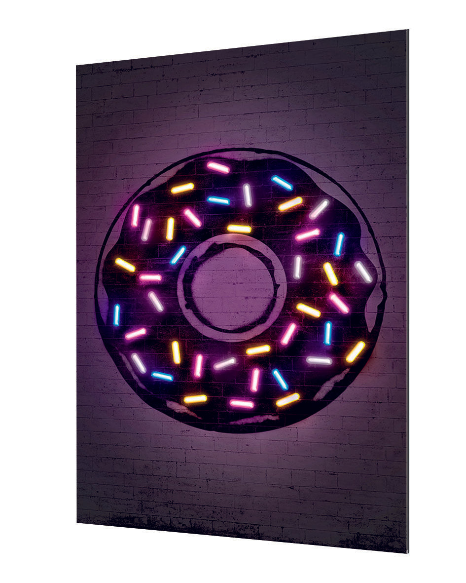 Donut-alt, neon-art, print-Alu Dibond 3mm-40 x 60 cm-BLUE SHAKER