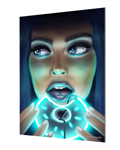 Donut Girl-neon-art, print-Alu Dibond 3mm-40 x 60 cm-BLUE SHAKER