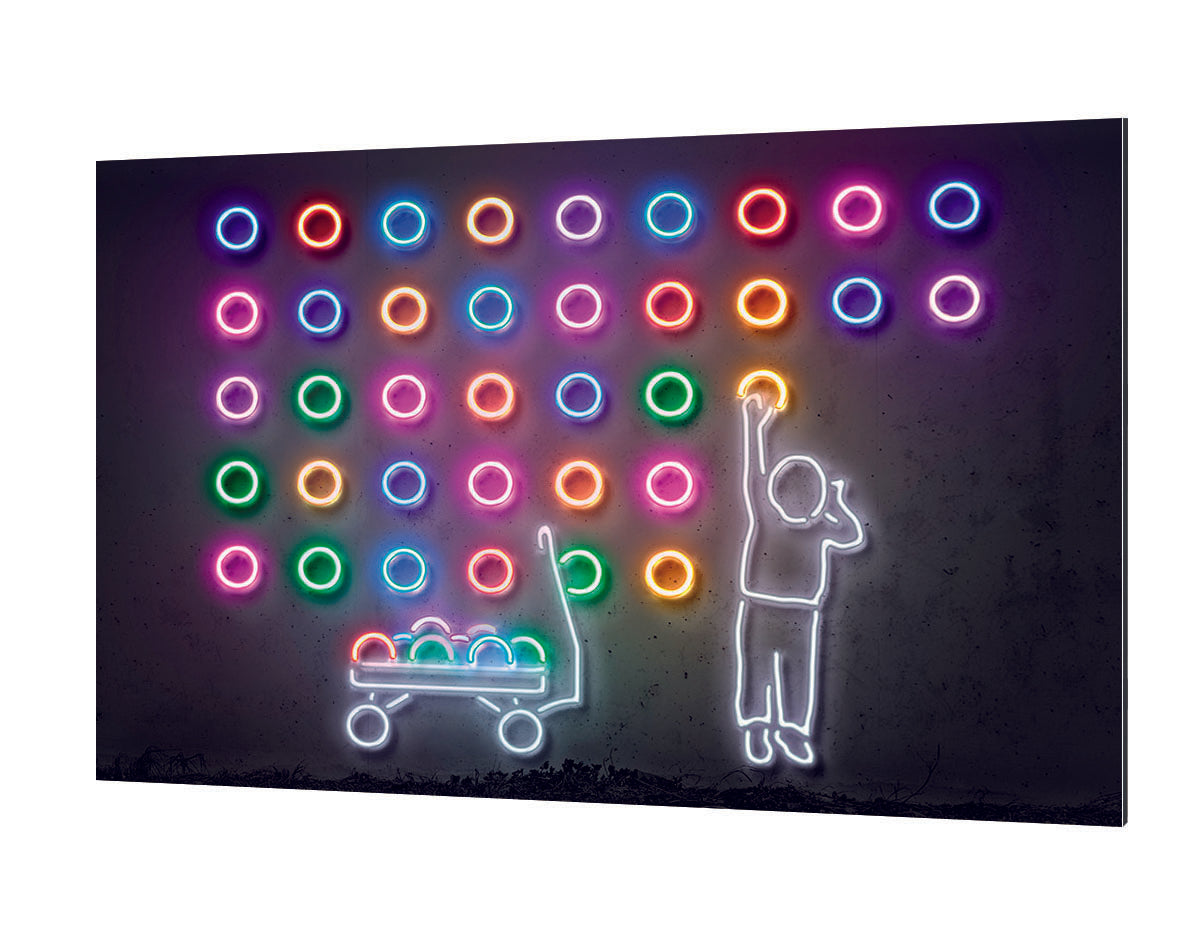 Dots-neon-art, print-Alu Dibond 3mm-40 x 60 cm-BLUE SHAKER