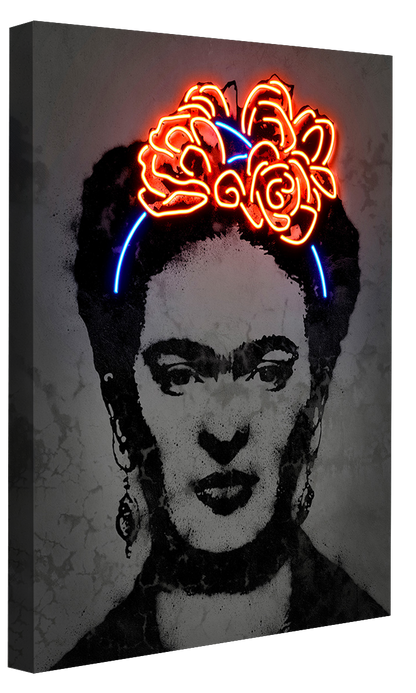 Frida Black & Red-neon-art, print-Canvas Print - 20 mm Frame-50 x 75 cm-BLUE SHAKER