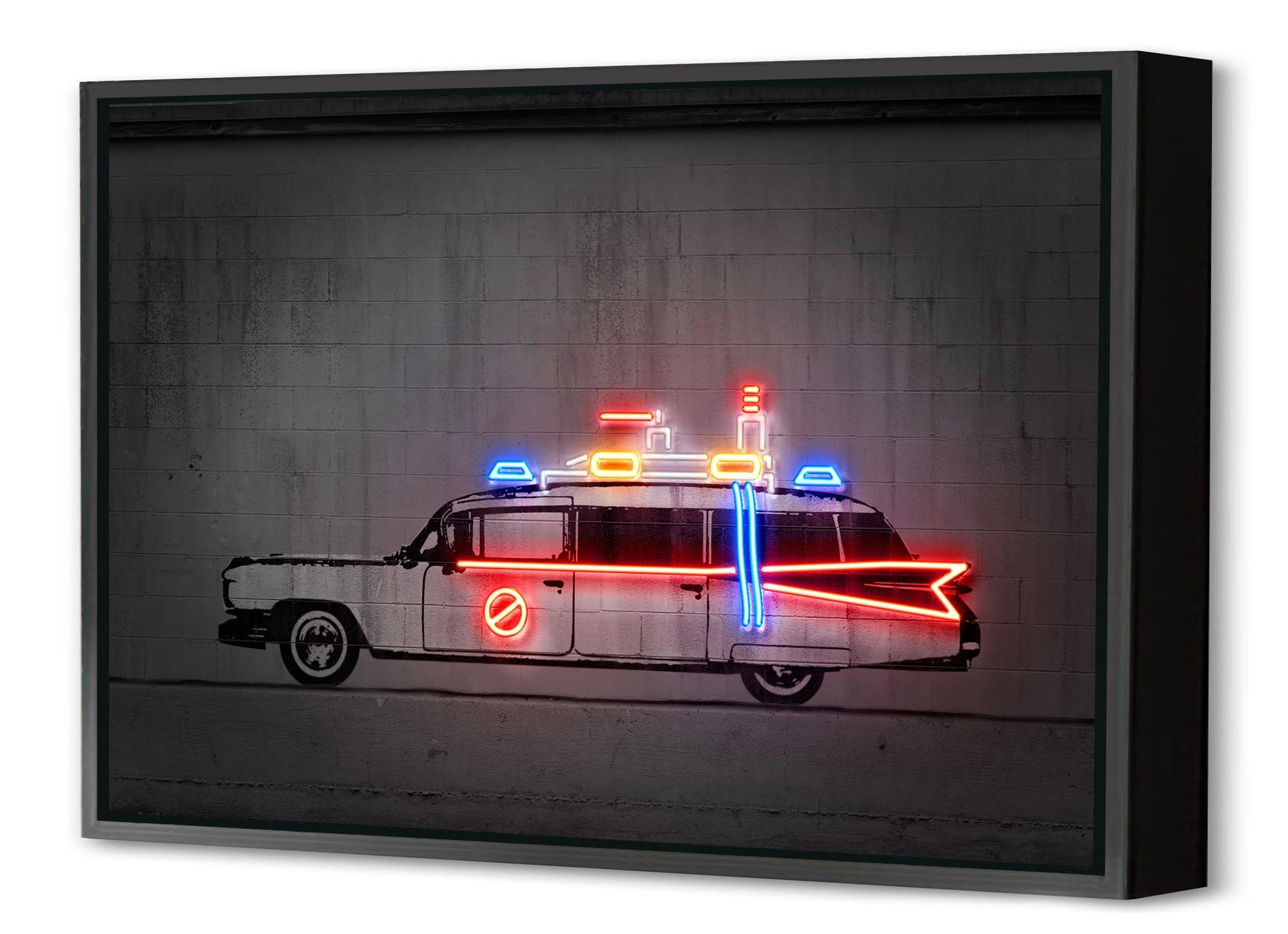 Ghost Car-alt, neon-art, print-Canvas Print with Box Frame-40 x 60 cm-BLUE SHAKER