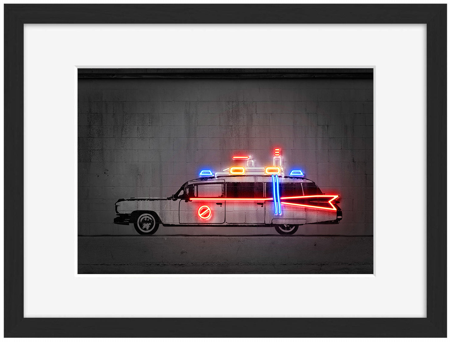 Ghost Car-alt, neon-art, print-Framed Print-30 x 40 cm-BLUE SHAKER