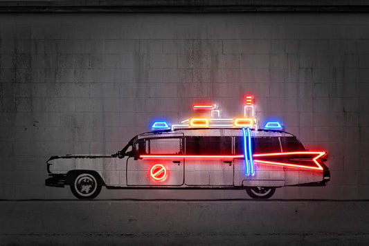 Ghost Car-alt, neon-art, print-Print-30 x 40 cm-BLUE SHAKER