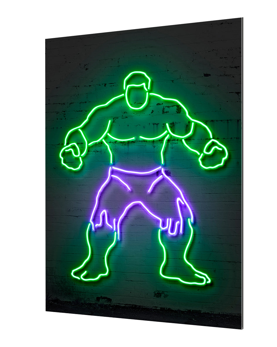 Hulk-neon-art, print-Alu Dibond 3mm-40 x 60 cm-BLUE SHAKER