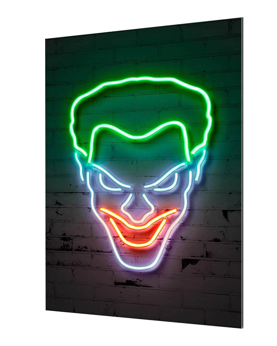 Joker Head-neon-art, print-Alu Dibond 3mm-40 x 60 cm-BLUE SHAKER