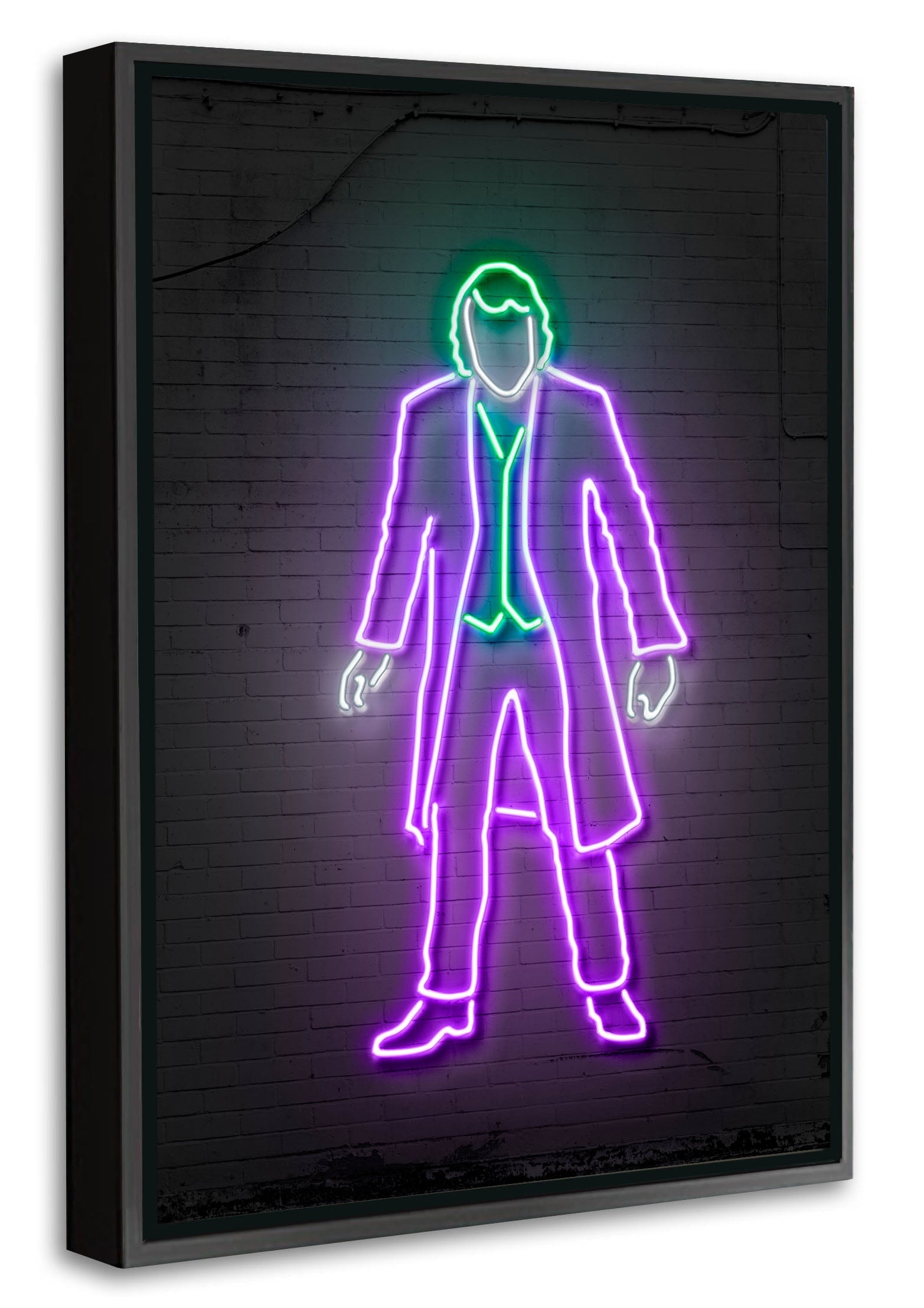 Joker-alt, neon-art, print-Canvas Print with Box Frame-40 x 60 cm-BLUE SHAKER