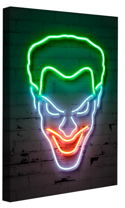 Joker Head-neon-art, print-Canvas Print - 20 mm Frame-50 x 75 cm-BLUE SHAKER