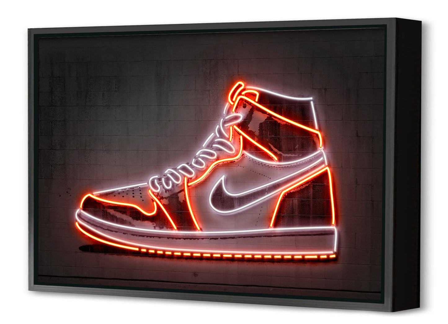 Jordan Sneaker-alt, neon-art, print-Canvas Print with Box Frame-40 x 60 cm-BLUE SHAKER