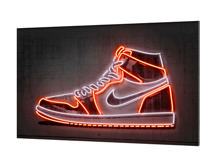 Jordan Sneaker-alt, neon-art, print-Alu Dibond 3mm-40 x 60 cm-BLUE SHAKER