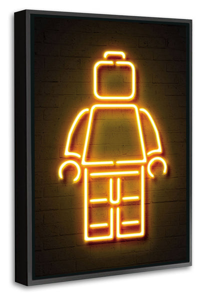 Lego-alt, neon-art, print-Canvas Print with Box Frame-40 x 60 cm-BLUE SHAKER