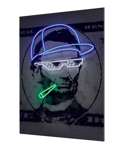 Lincoln-neon-art, print-Alu Dibond 3mm-40 x 60 cm-BLUE SHAKER